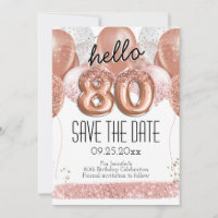 80 Birthday Pink Glitter Salvar a Data