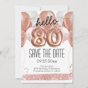 Convite 80 Birthday Pink Glitter Salvar a Data