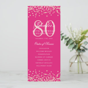 Convite 80 Birthday Program Menu Rosa Dourado Rosa Quente