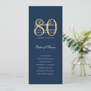 Convite 80 Birthday Programa Dourado Marinho Obrigado