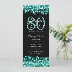 Convite 80 Birthday Programa Turquoise Menu+Obrigado