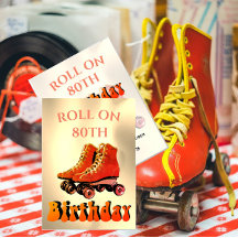 80 Birthday Roller Skate Divertido Moderno