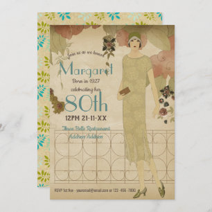 Convite 80 Birthday Vintage 1930 Convide Nouveau Oitenta