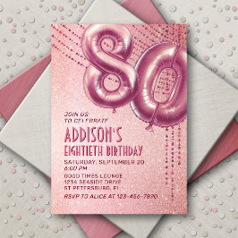 Convite 80 Birthday Womens Rosa Dourado