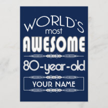 80 Birthday Worlds Melhor Azul Escuro Fabuloso