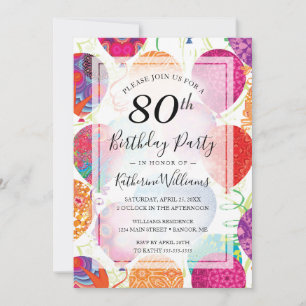 Convite 80 de Festa de aniversário de Balões Puros Moderno