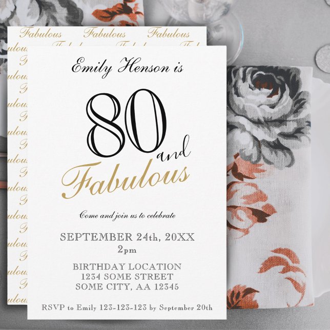 Convite 80 e Fabuloso Aniversário com Letra Elegante  (Criador carregado)
