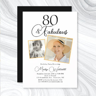 Convite 80 e Fabuloso Aniversário de 80 anos Foto com Letr