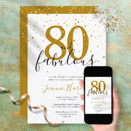 Convite 80 e Fabuloso Elegante Dourado e Preto Aniversário