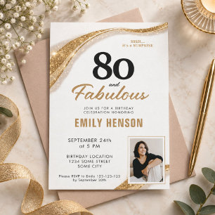 Convite 80 e Fabuloso Ouro Aniversário de 80 anos