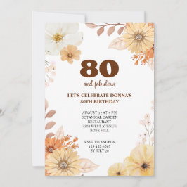 Convite 80 festa de aniversário com flores elegantes convi