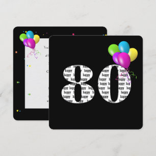 Convite 80 Festa de aniversário com grupo de balão