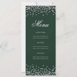 Convite 80 Festa de aniversário Menu Silver Confetti Verde