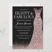 80 Festa de aniversário Rosa-Dourada-Vestido-preto