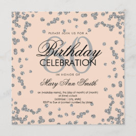 Convite 80 Rosa-Blush de Prata - Glitter Confetti