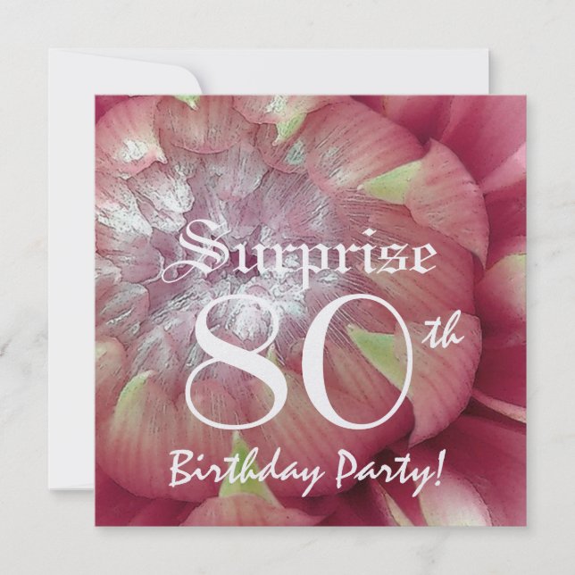 Convite 80 SURPREE Birthday Pink Dahlia BY06 (Frente)