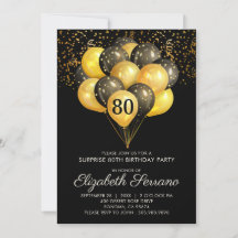 80 Surpresa Aniversário Negro Glitter Dourado