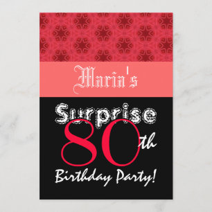 Convite 80 SURPRESA Estrelas Vermelhas e Negras W1464