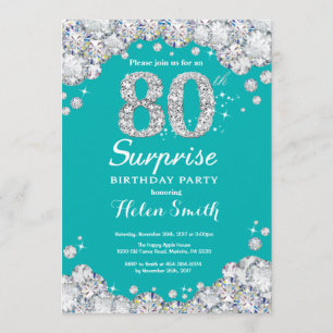 Convite 80 Surpresa: Teal de aniversário e Diamante de Pr