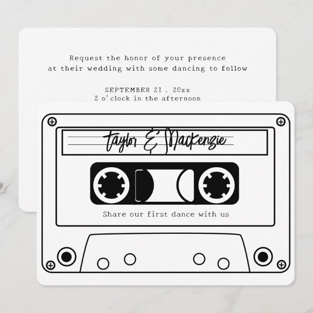 Convite 80s Style Retro Music Tape Wedding (Frente/Verso)