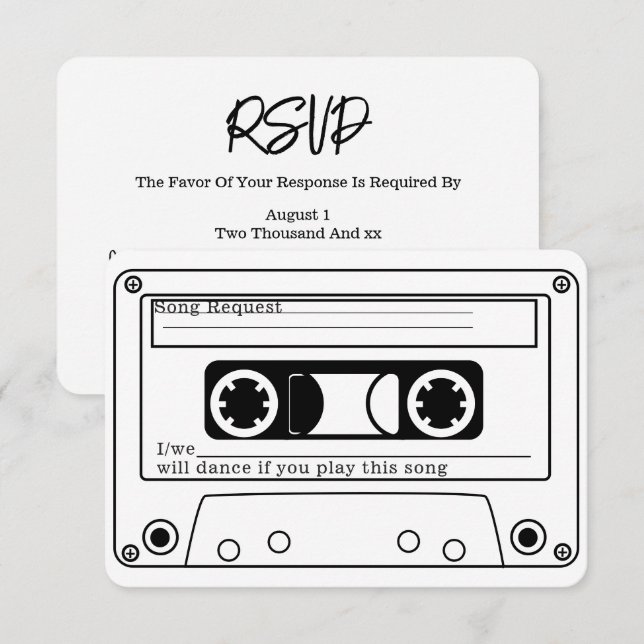 Convite 80s Style Retro Music Tape Wedding RSVP (Frente/Verso)