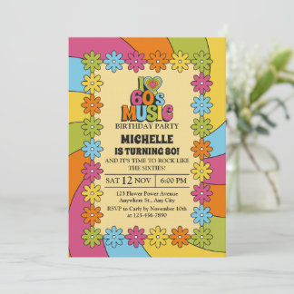 Convite 80th Birthday Party for 60s Music Lovers