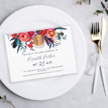 Convite 80th Modern boho floral watercolor birthday party<br><div class="desc">Red navy indigo bohemian flowers bouquets and a round faux metallic gold copper glitter circle making a modern glam horizontal feminine milestone eighty and fabulous / any age birthday party invitation with a trendy chic fully editable typography script.               Suitable for any season.</div>