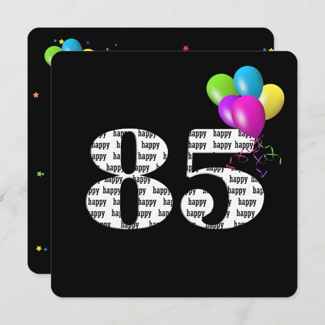 Convite 85ª Festa de aniversário com cacho de balão (Frente/Verso)