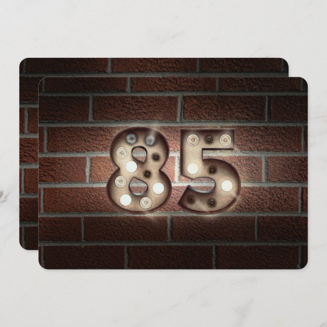Convite 85ª luz de marque-Festa de aniversário no tijolo (Frente/Verso)