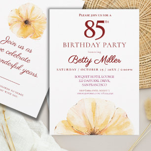 Convite 85.º Aniversário Floral - Design de Bloom Amarelo 