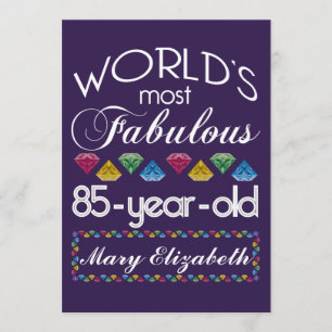 Convite 85.º aniversário Gems Coloridas Mais Fabulosas R