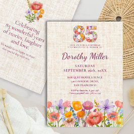 Convite 85th Birthday Wildflower Design - Floral Number