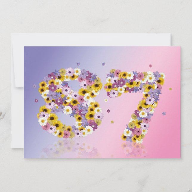 Convite 87.a Festa de aniversário, com letras floridas (Frente)