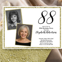 88º Personalizado Foto Branco e Dourado 