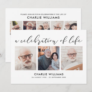 Convite 8-Foto Celebração da Vida/Funeral/Memorial