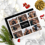 Convite 8 Photos Happy Holidays Collage Black Christmas<br><div class="desc">8 Photos Happy Holidays Collage Black Christmas Invitation</div>