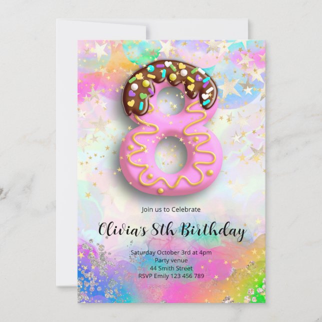 Convite 8th Birthday Girls Invitation (Frente)