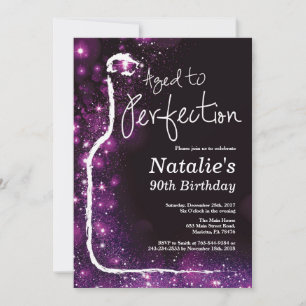 Convite 90º Aniversário Vinho Envelhecido à Perfeição Roxo