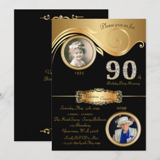 Convite 90,90 de mulher de aniversário,deco de arte elegan