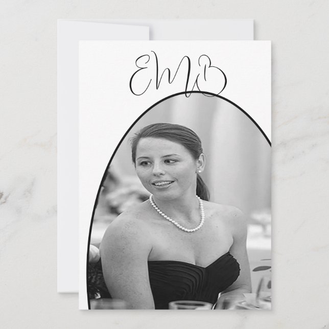 Convite 90 Aniversário Foto Negra Branca Elegante (Verso)