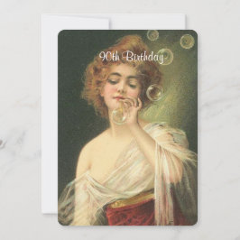 Convite 90 Aniversário, Linda Mulher Vitoriana, Personaliz