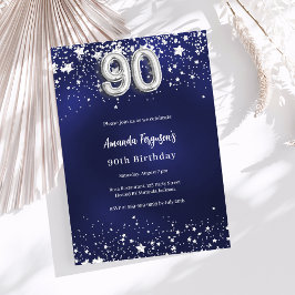 Convite 90 aniversário marinho estrelas de prata azul