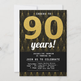 Convite 90 Aniversário Negro E Dourado