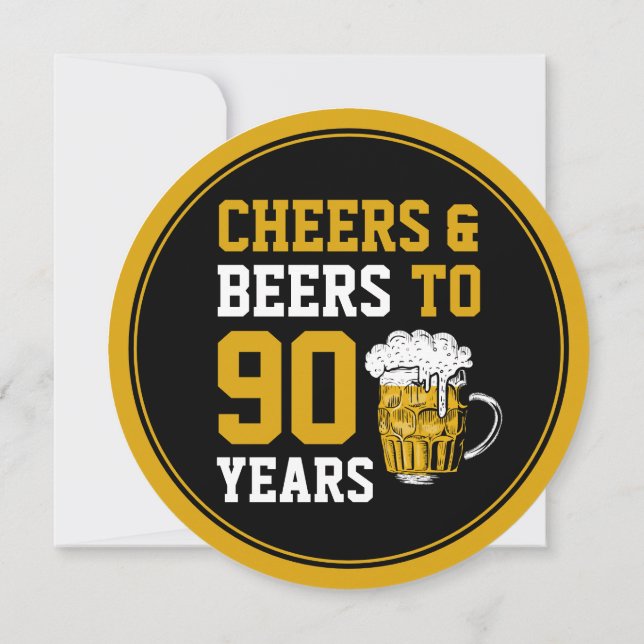 Convite 90 Aniversário Saúde e Cerveja aos 90 anos moderno (Verso)