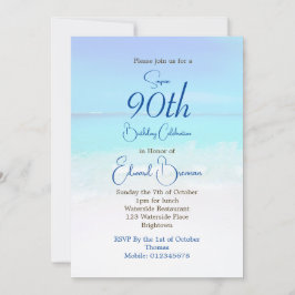 Convite 90 Birthday Blue Ocean Destino Aniversário