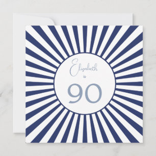 Convite 90 Birthday Blue Stripe Na moda