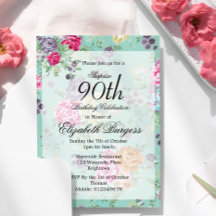 90 Birthday Floral Rosa Personal Aniversário