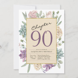 Convite 90 Birthday Floral Surprise Party