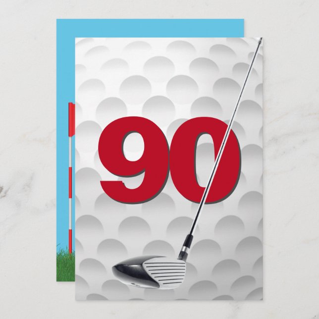 Convite 90 Birthday Golf Theme Party (Frente/Verso)