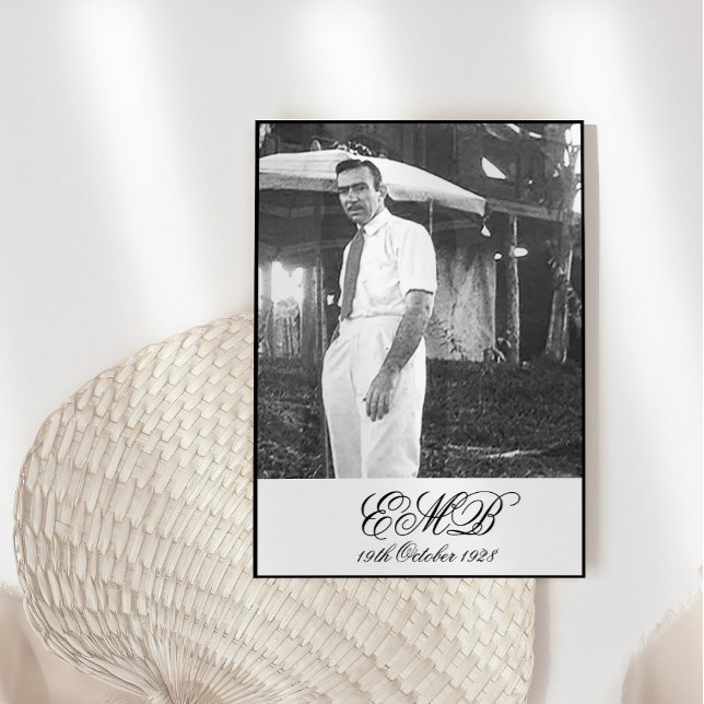 Convite 90 Birthday Male Na moda Foto Monograma Aniversári (Criador carregado)